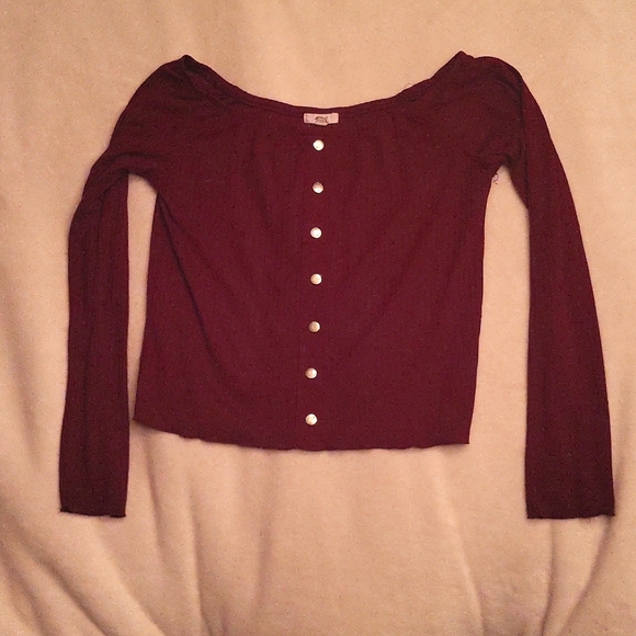 Ardene Off-the-shoulder maroon top size M - Picture 1 of 3
